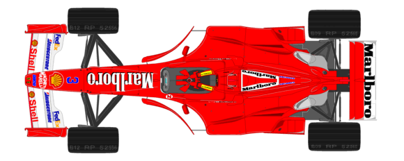 top view of theFerrari F2001